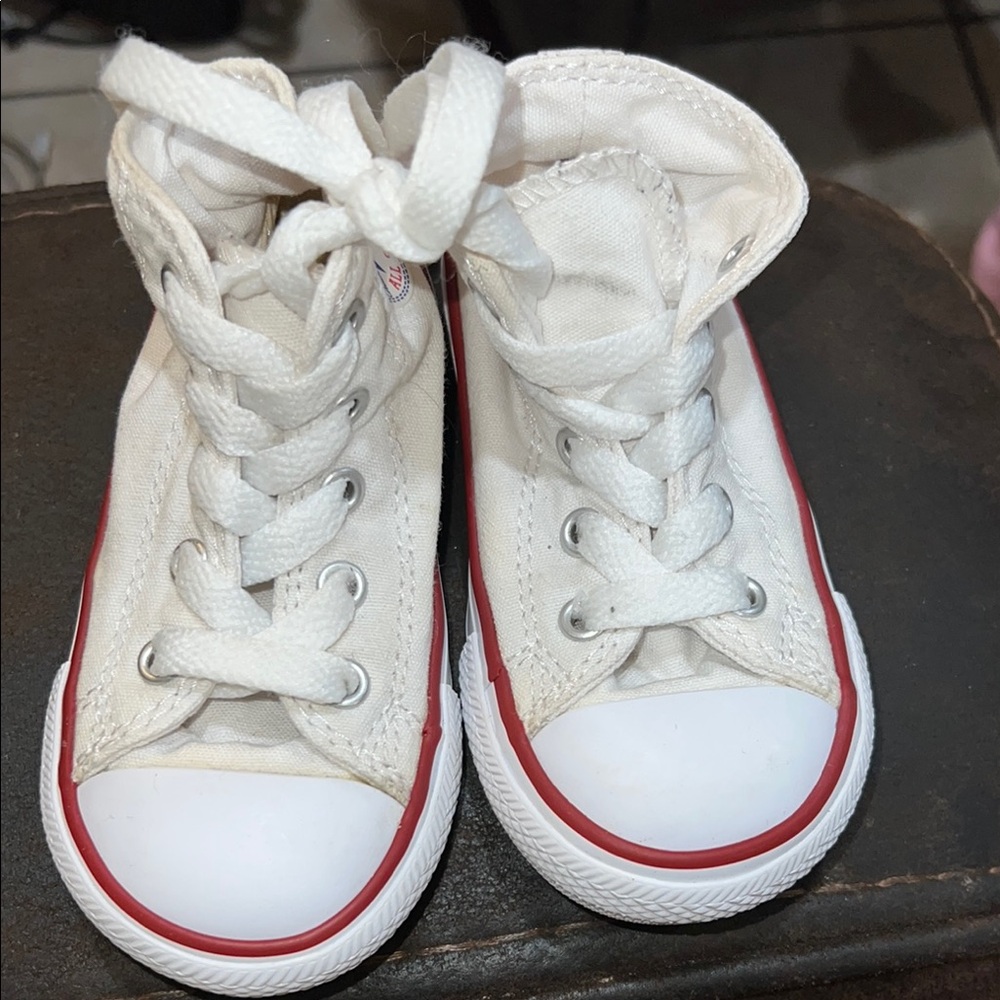 Converse Kids Cream and Red High-Top Sneakers